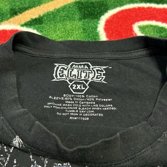 MMA Elite Mens 2XL T Shirt Long Sleeve Waffle Knit Sleeves Black - Picture 3 of 6